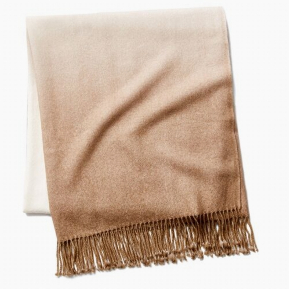 JOHANNA HOWARD Dip-Dye Throw, Camel, 100% Baby Alpaca, Retail Price $450.00US